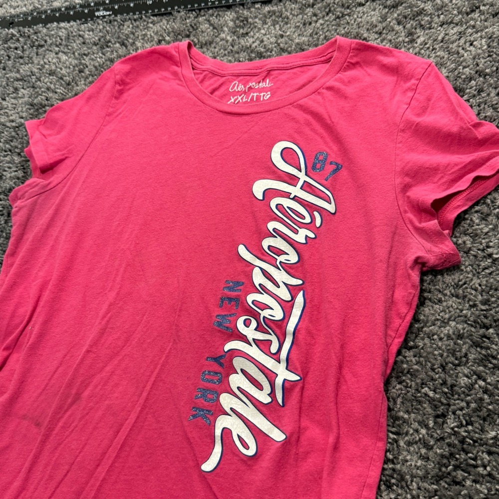 Classic Aeropostale T-Shirt Women Pink Excellent Graphic Crew Neck XXL
